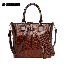 Load image into Gallery viewer, Tote 2 Sets Luxury Handbags Women Bags Designer Crocodile Leather Crossbody Bags For Women 2019 Alligator Wallet Shoulder Bags