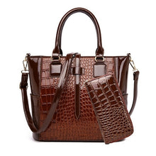 Load image into Gallery viewer, Tote 2 Sets Luxury Handbags Women Bags Designer Crocodile Leather Crossbody Bags For Women 2019 Alligator Wallet Shoulder Bags