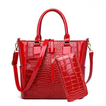Load image into Gallery viewer, Tote 2 Sets Luxury Handbags Women Bags Designer Crocodile Leather Crossbody Bags For Women 2019 Alligator Wallet Shoulder Bags